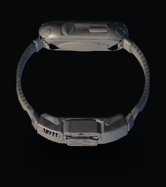 CAD of TAP WatchBand on a watch, camera looking through the loop. TAP is the band.
